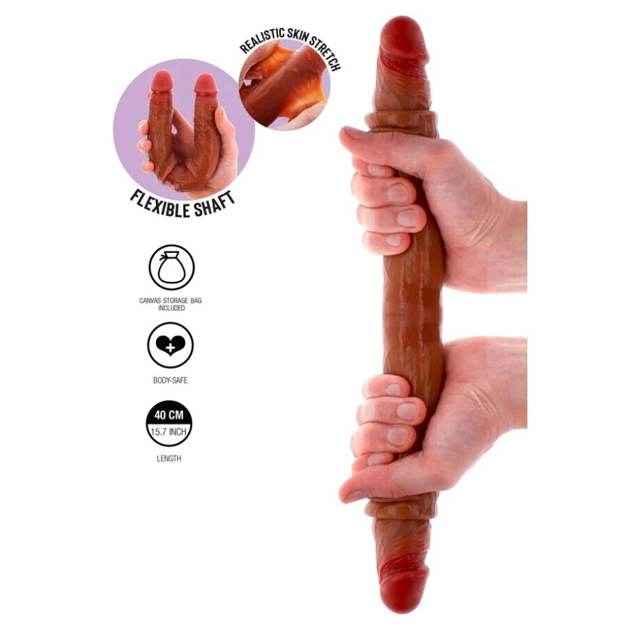GET REAL - DOPPELENDES SILIKON-DILDO KARAMELL 40 CM – Bild 2