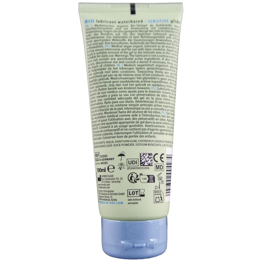 HOT - BIO LUBRICANT LUBRICANTE BIO BASE AGUA SENSIBLE 100 ML - Imagen 2