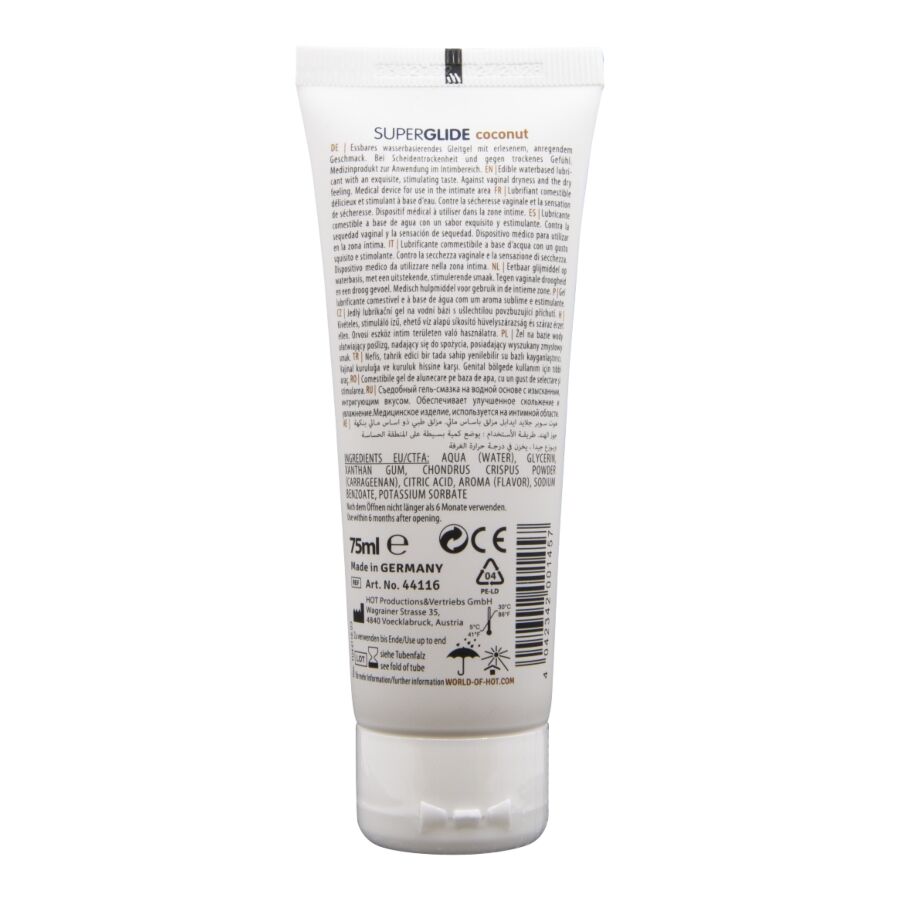 HOT - SUPERGLIDE ESSBARES GLEITMITTEL AUF WASSERBASIS, KOKOSNUSS, 75 ML – Bild 2
