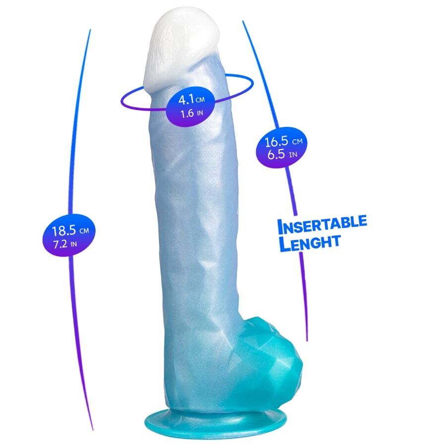 SILEXD - ANGEL DILDO FANTASY SILICONA LIQUIDA TERMOREACTIVO AZUL CELESTE 20.3 CM - Imagen 2
