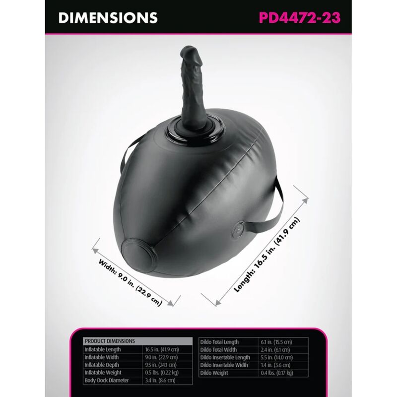 FETISH FANTASY SERIES - BODY DOCK BOLA DE AMOR INFLÁVEL COM DILDO PRETA 41,9 CM - Image 5