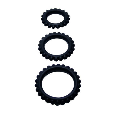 BAILE - TITAN SET 3 PCS COCK RING BLACK 2.8 + 2.4 + 1.9 CM - Imagen 2