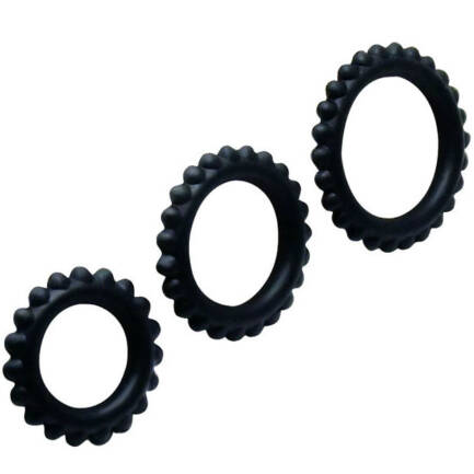 BAILE - TITAN SET 3 PCS COCK RING BLACK 2.8 + 2.4 + 1.9 CM - Imagen 3