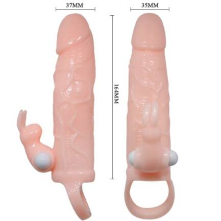 BAILE - BRAVE MAN FUNDA PENE CON RABBIT VIBRADOR 16.5 CM NATURAL - Imagen 5