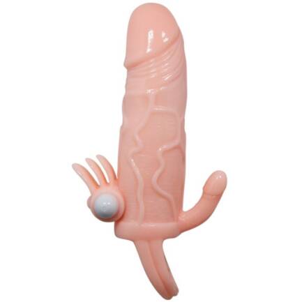 BAILE - BRAVE MAN FUNDA PENE ANAL Y CLITORIS VIBRADOR 16.5 CM NATURAL - Imagen 3