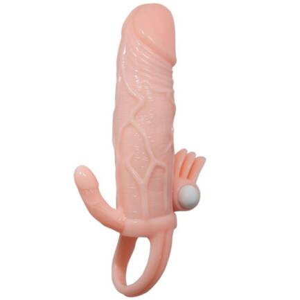 BAILE - BRAVE MAN FUNDA PENE ANAL Y CLITORIS VIBRADOR 16.5 CM NATURAL - Imagen 4