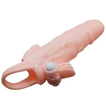 BAILE - BRAVE MAN FUNDA PENE ANAL Y CLITORIS VIBRADOR 16.5 CM NATURAL - Imagen 5