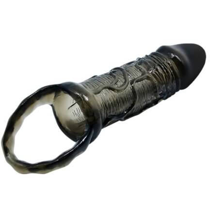 BAILE - FUNDA EXTENSORA PENE CON STRAP PARA TESTICULOS NEGRO 13.5 CM - Imagen 3