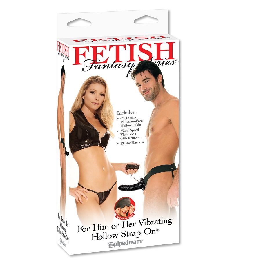 FETISH FANTASY SERIES - VIBRIERENDER HOHL-STRAP-ON FÜR SIE ODER IHN, SCHWARZ – Bild 2