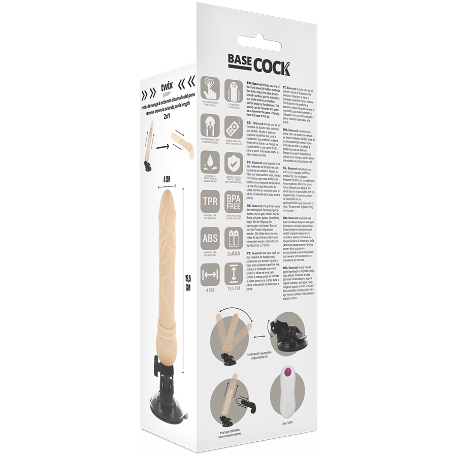 BASECOCK - VIBRATEUR TÉLÉCOMMANDE NATUREL RÉALISTE 19.5 CM -O- 4 CM – Image 5