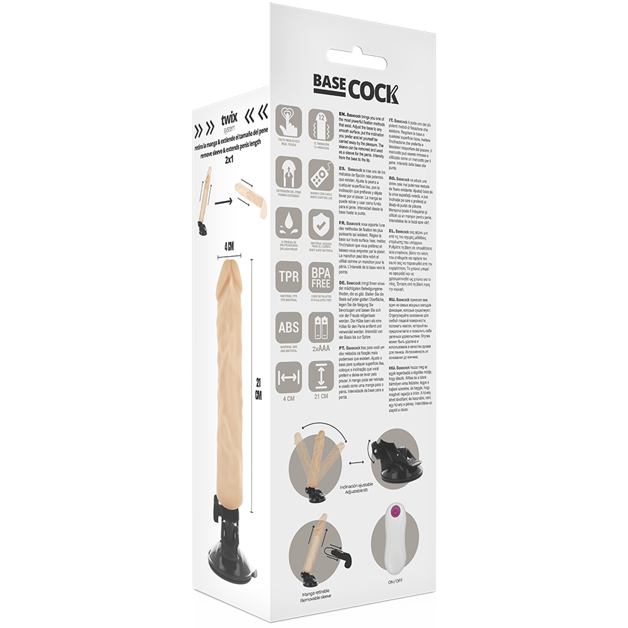 BASECOCK - VIBRATEUR RÉALISTE TÉLÉCOMMANDE NATUREL 21 CM -O- 4 CM – Image 5
