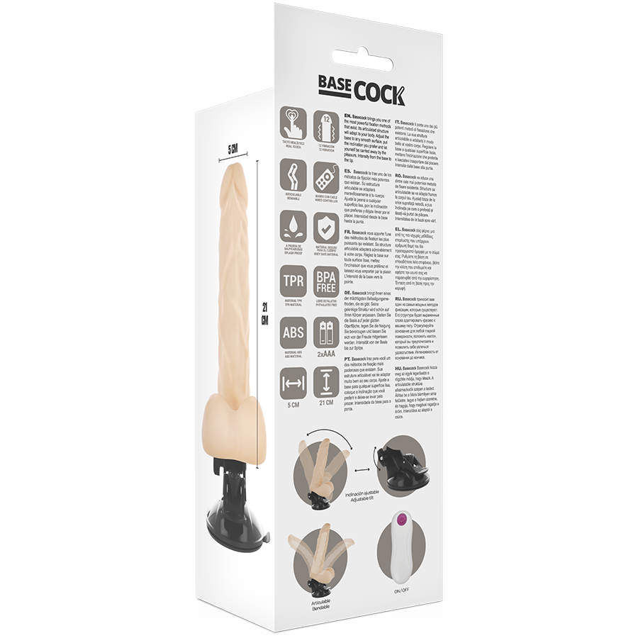 BASECOCK - VIBRATEUR ARTICULABLE TÉLÉCOMMANDE NATUREL 21 CM -O- 5 CM – Image 5