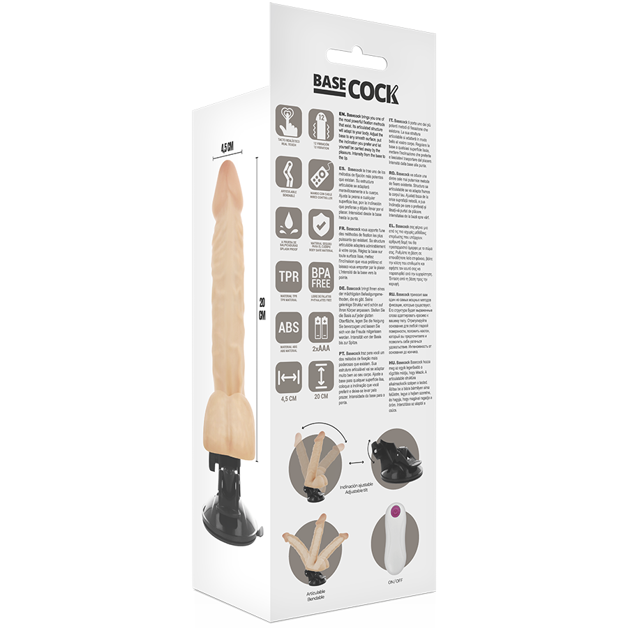 BASECOCK - VIBRATEUR ARTICULABLE TÉLÉCOMMANDE NATUREL 20 CM -O- 4.5 CM – Image 5