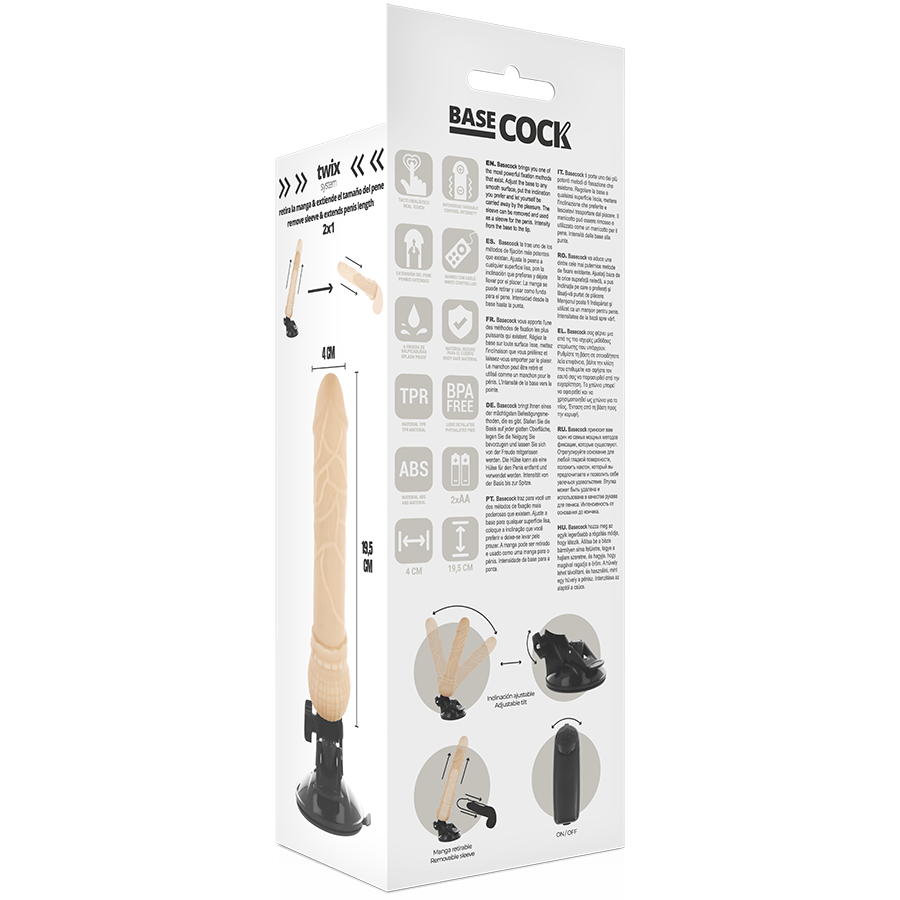 BASECOCK - VIBRATEUR RÉALISTE TÉLÉCOMMANDE NATUREL 19.5 CM -O- 4 CM – Image 5