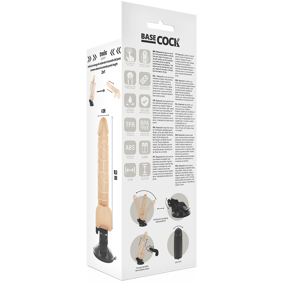 BASECOCK - VIBRATEUR TÉLÉCOMMANDE NATUREL RÉALISTE 18.5 CM -O- 4CM – Image 5