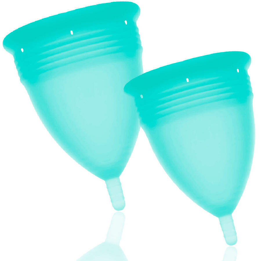 STERCUP - PACK COPA MENSTRUAL SILICONA FDA TALLA S + L AQUAMARINA - Imagen 2