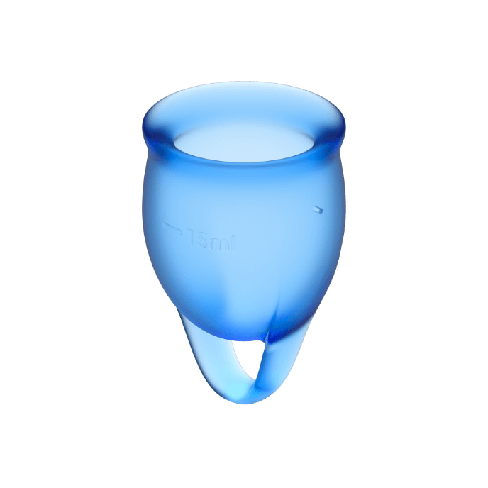 SATISFYER - COUPE MENSTRUELLE FEEL CONFIDENT BLEU FONCÉ 15 + 20 ML – Image 2