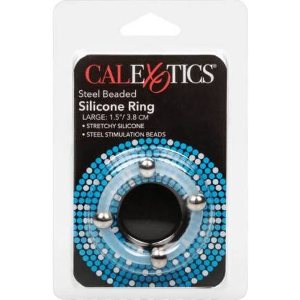 CALEXOTICS - ANILLO DE SILICONA CON CUENTAS DE ACERO TALLA L - Imagen 3