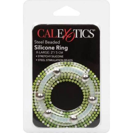 CALEXOTICS - ANILLO DE SILICONA CON CUENTAS DE ACERO TALLA XL - Imagen 2