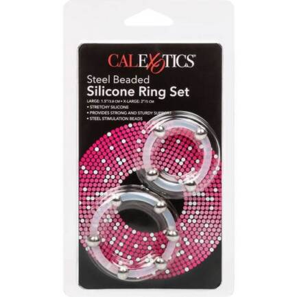 CALEXOTICS - KIT DE 2 UDS ANILLO DE SILICONA CON CUENTAS DE ACERO - Imagen 3