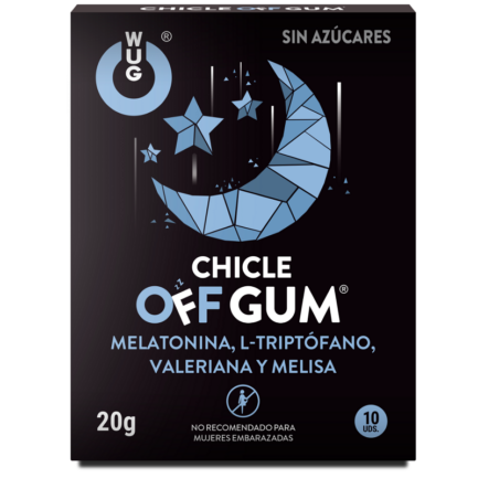 WUG GUM - OFF CHICLE VALERIANA, TRIPTÓFANO, MELISA Y MELATONINA 10 UNIDADES - Imagen 2