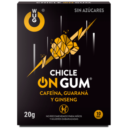 WUG GUM - ON CHICLE CAFEÍNA, GINSENG Y GUARANÁ 10 UNIDADES - Imagen 2